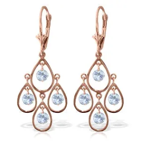2.4 Carat 14K Solid Rose Gold Aquamarine Chandelier Drops