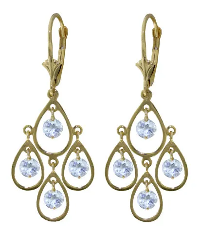 2.4 Carat 14K Solid White Gold Vanilla Dreams Aquamarine Earrings