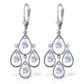 2.4 Carat 14K Solid White Gold Vanilla Dreams Aquamarine Earrings