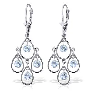 2.4 Carat 14K Solid White Gold Vanilla Dreams Aquamarine Earrings