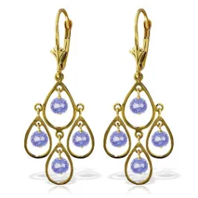 2.4 Carat 14K Solid Yellow Gold Chandelier Earrings Tanzanite