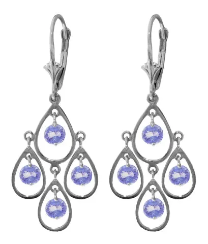 2.4 Carat 14K Solid Yellow Gold Chandelier Earrings Tanzanite
