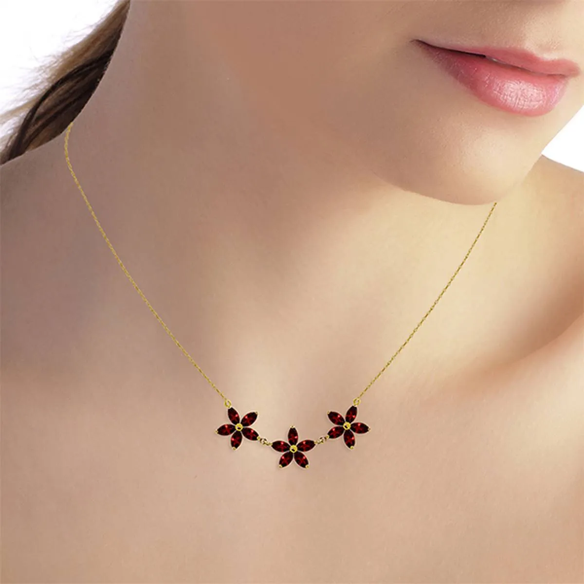 4.2 Carat 14K Solid Yellow Gold Necklace Natural Garnet