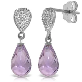 4.53 Carat 14K Solid White Gold Fragrant Breath Amethyst Diamond Earrings