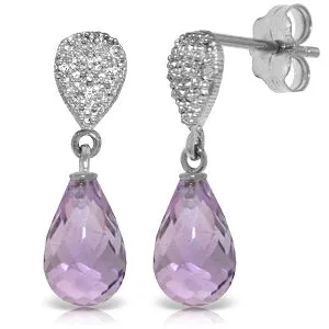 4.53 Carat 14K Solid White Gold Fragrant Breath Amethyst Diamond Earrings