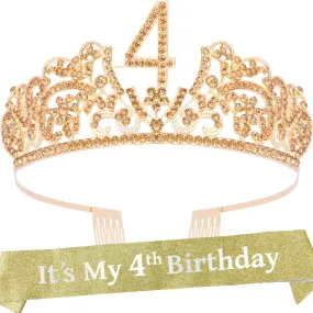 4th Birthday, 4th Birthday Gifts for Girl, 4th Birthday Tiara and Sash, 4th Birthday