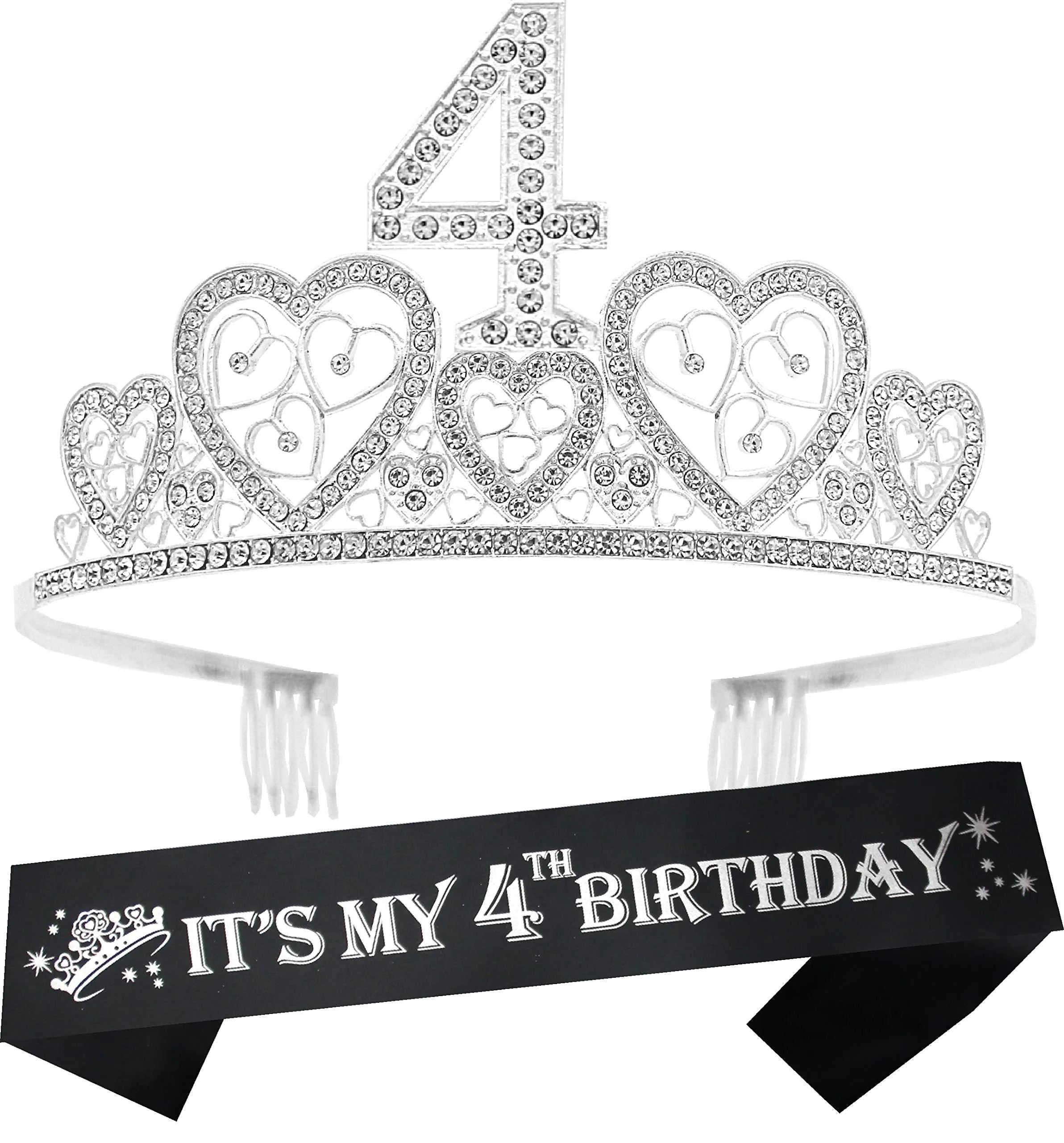 4th Birthday Gifts for Girl, 4th Birthday Tiara and Sash, 4th Birthday Decorations