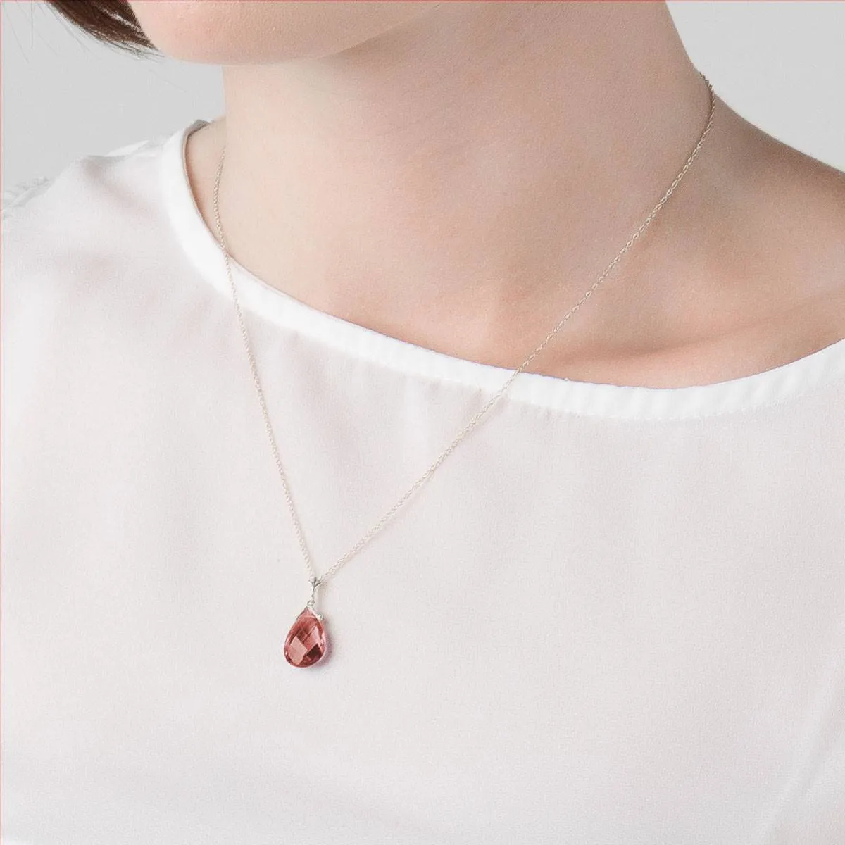 5.1 Carat 14K Solid White Gold You Amethystong Us Garnet Necklace