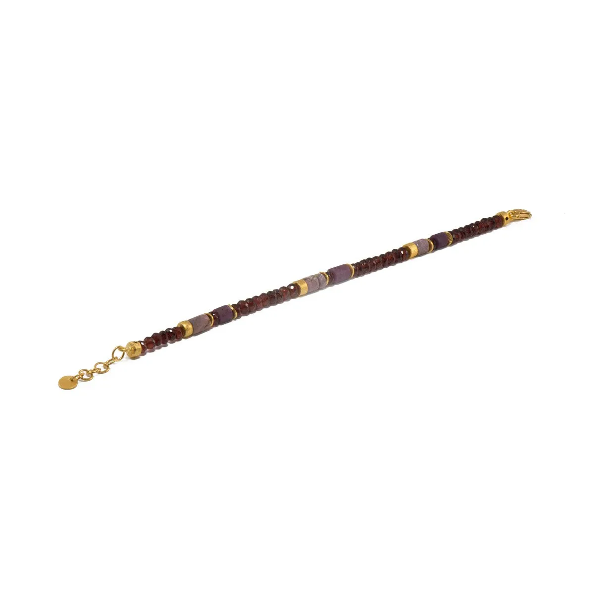 5mm Labradorite, Garnet Ruby 24K Gold Vermeil Bracelet
