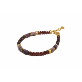 5mm Labradorite, Garnet Ruby 24K Gold Vermeil Bracelet