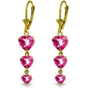 6 Carat 14K Solid Yellow Gold Heartthrob Pink Topaz Earrings