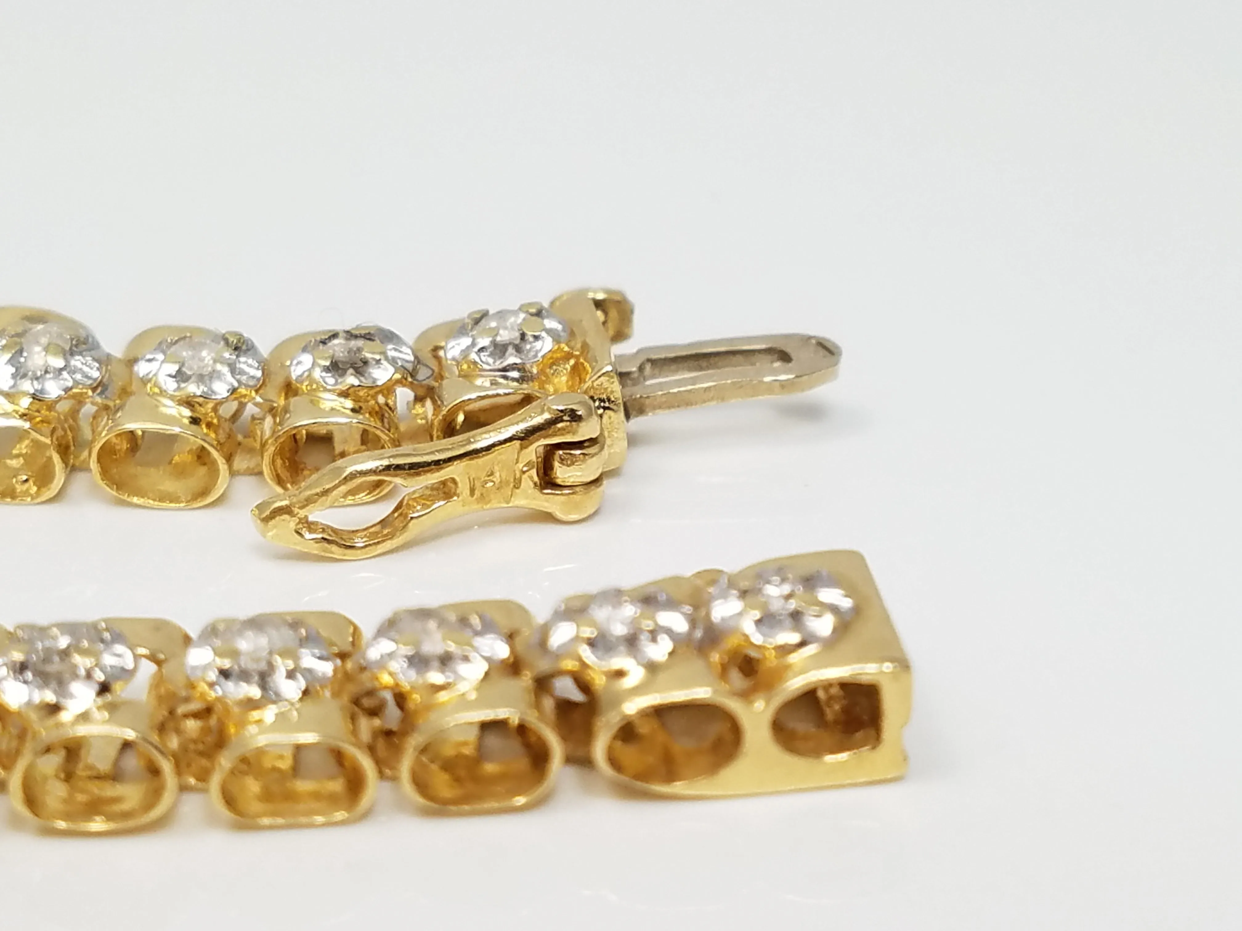 6.75” Fancy Link 1ctw Natural Diamond 14k Gold Bracelet