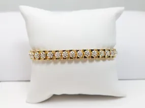 6.75” Fancy Link 1ctw Natural Diamond 14k Gold Bracelet