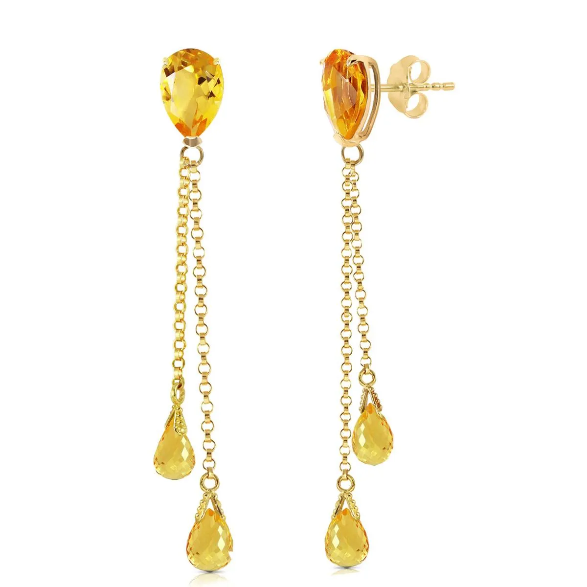 7.5 Carat 14K Solid Yellow Gold Eloquence Citrine Earrings
