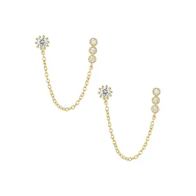 925 silver multi-round tassel earrings CZ Diamond