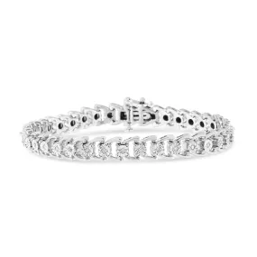 .925 Sterling Silver 1/4 Cttw Miracle Set Round Diamond Composite Open Linked Composite Line Bracelet (I-J Color, I3-Promo Clarity) - 7.5"
