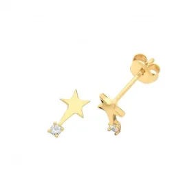 9ct Gold Shooting Star Zirconia Stud Earrings ES1644