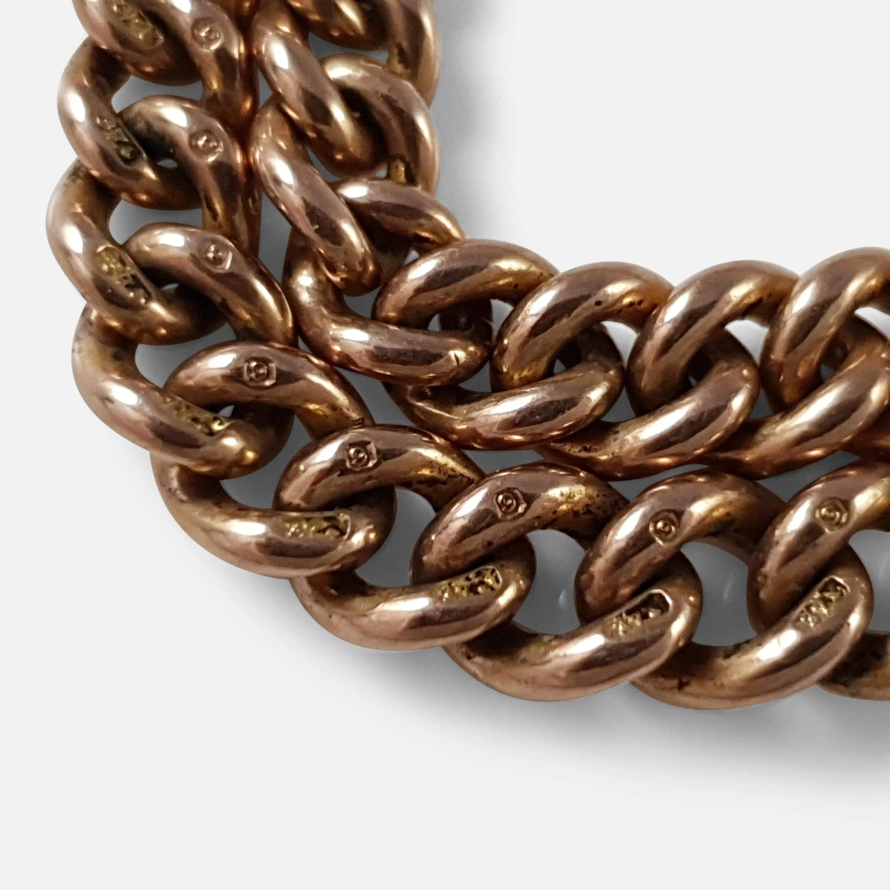 9ct Rose Gold Graduating Double Albert Watch Chain 26.8 grams