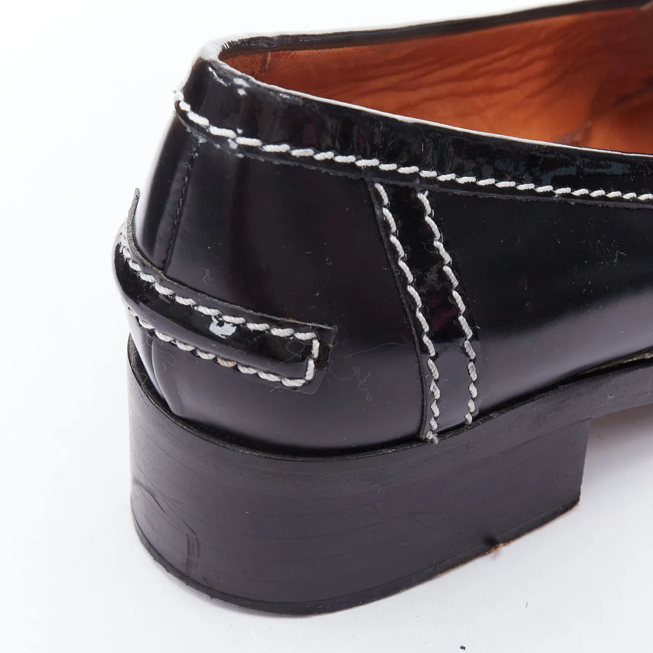 ACNE STUDIOS Penny Watch gold buckle black topstitch loafers EU38