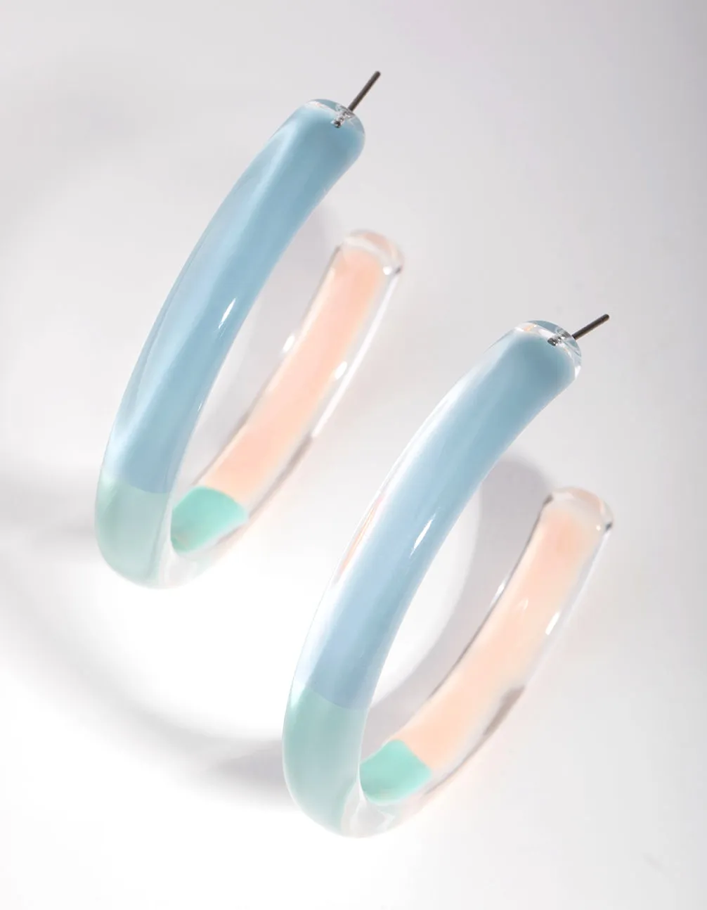 Acrylic 3-Tone Hoop Earrings