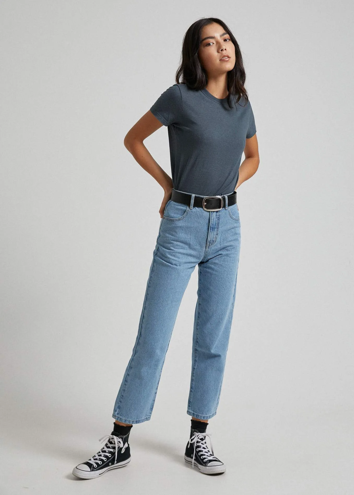 Afends Womens Hemp Basics - Standard Fit Tee - Slate