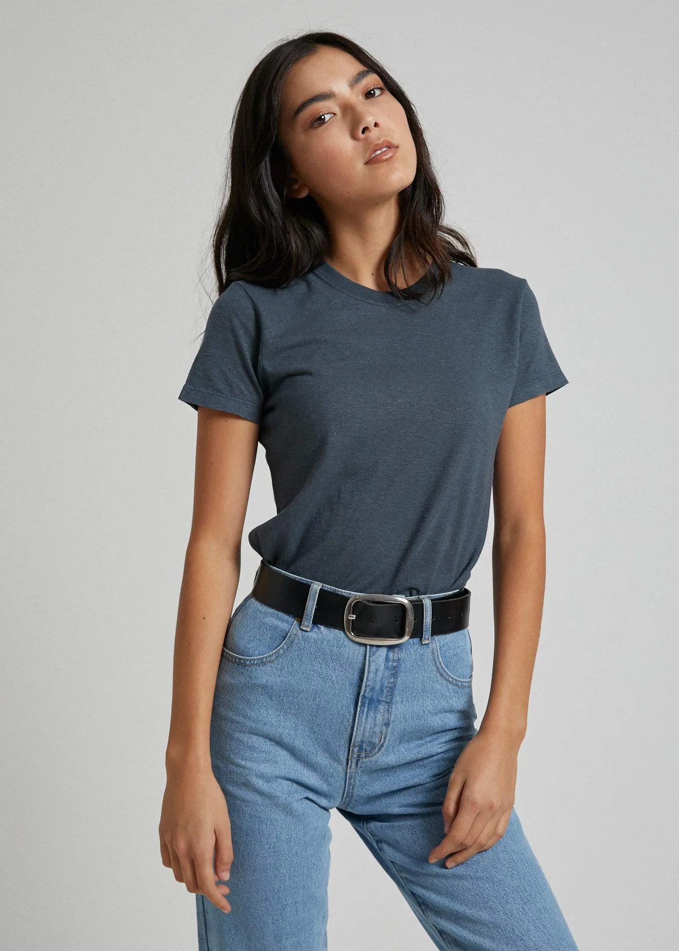 Afends Womens Hemp Basics - Standard Fit Tee - Slate