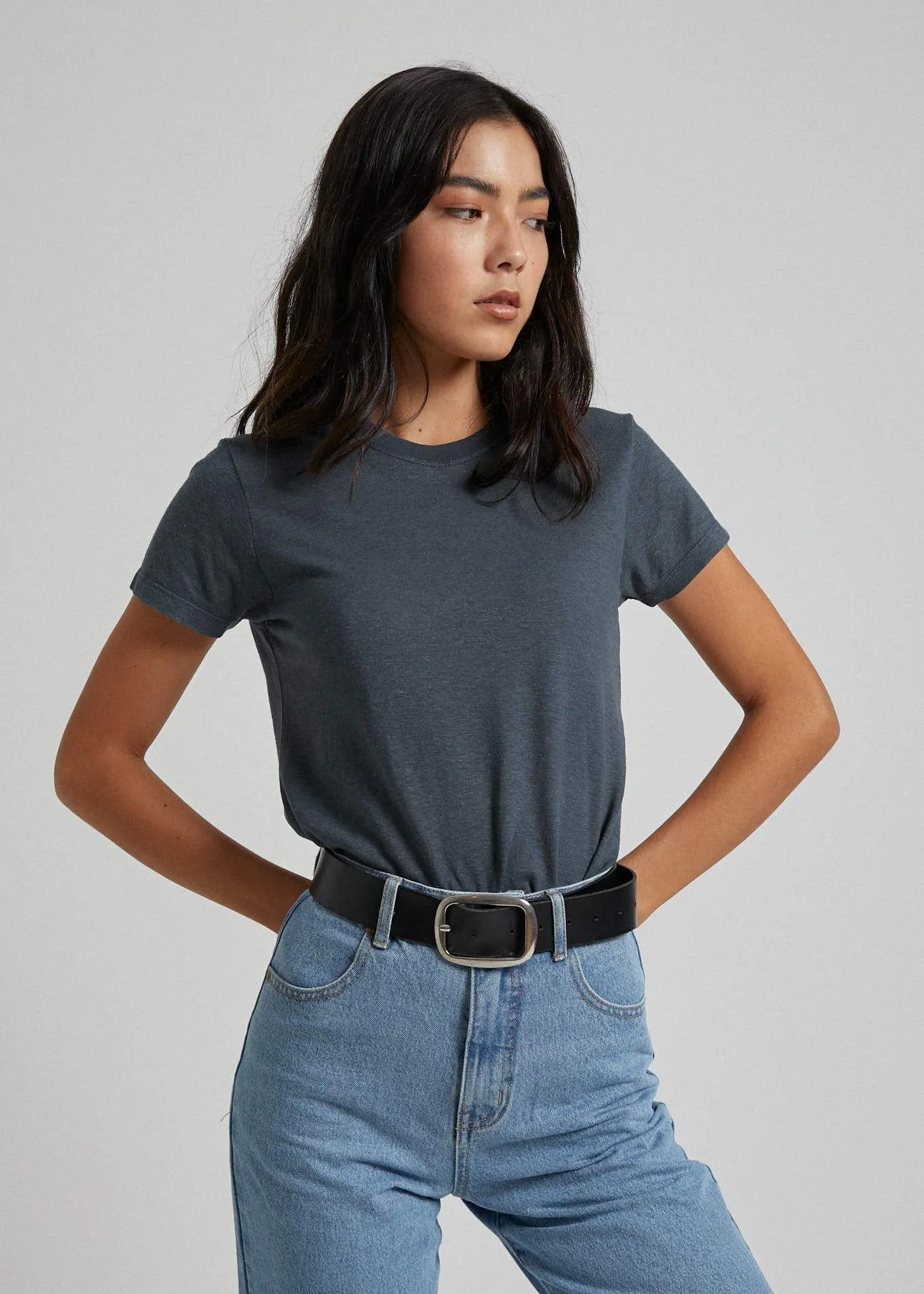 Afends Womens Hemp Basics - Standard Fit Tee - Slate