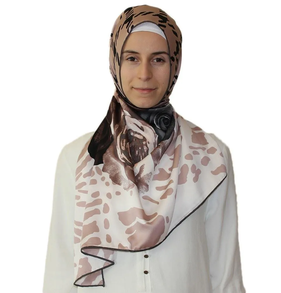 Aker Satin Square Hijab Scarf 6648 911 Beige