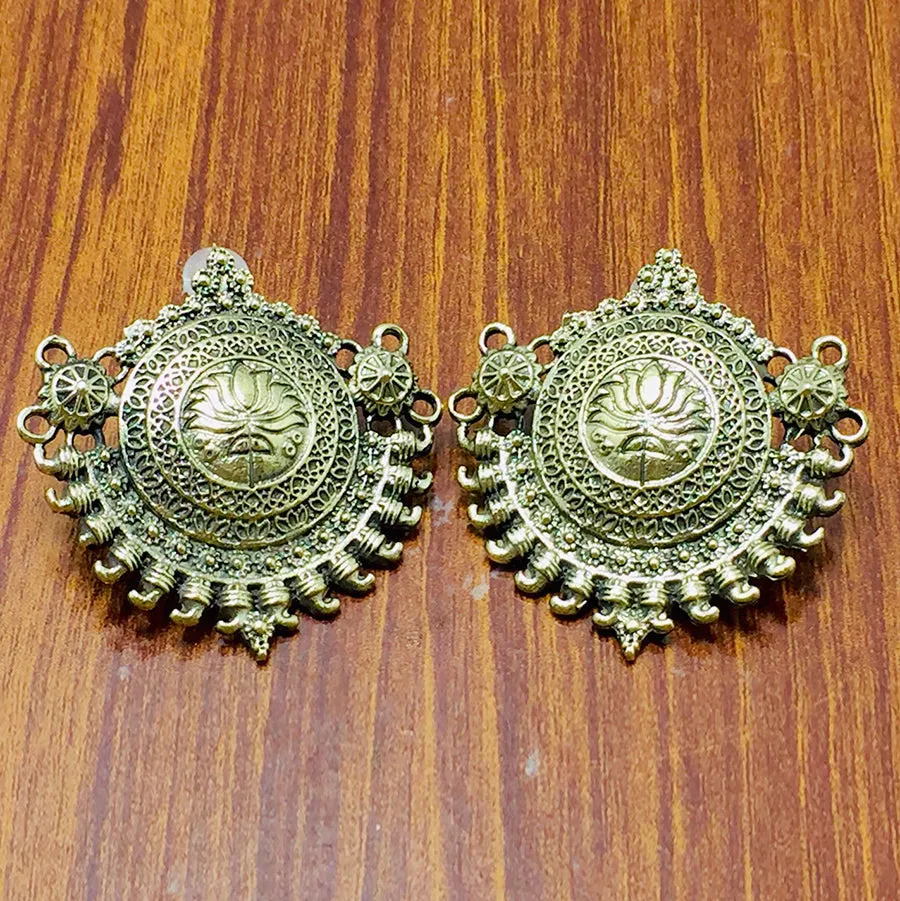 Antique Golden Tone Big Earrings