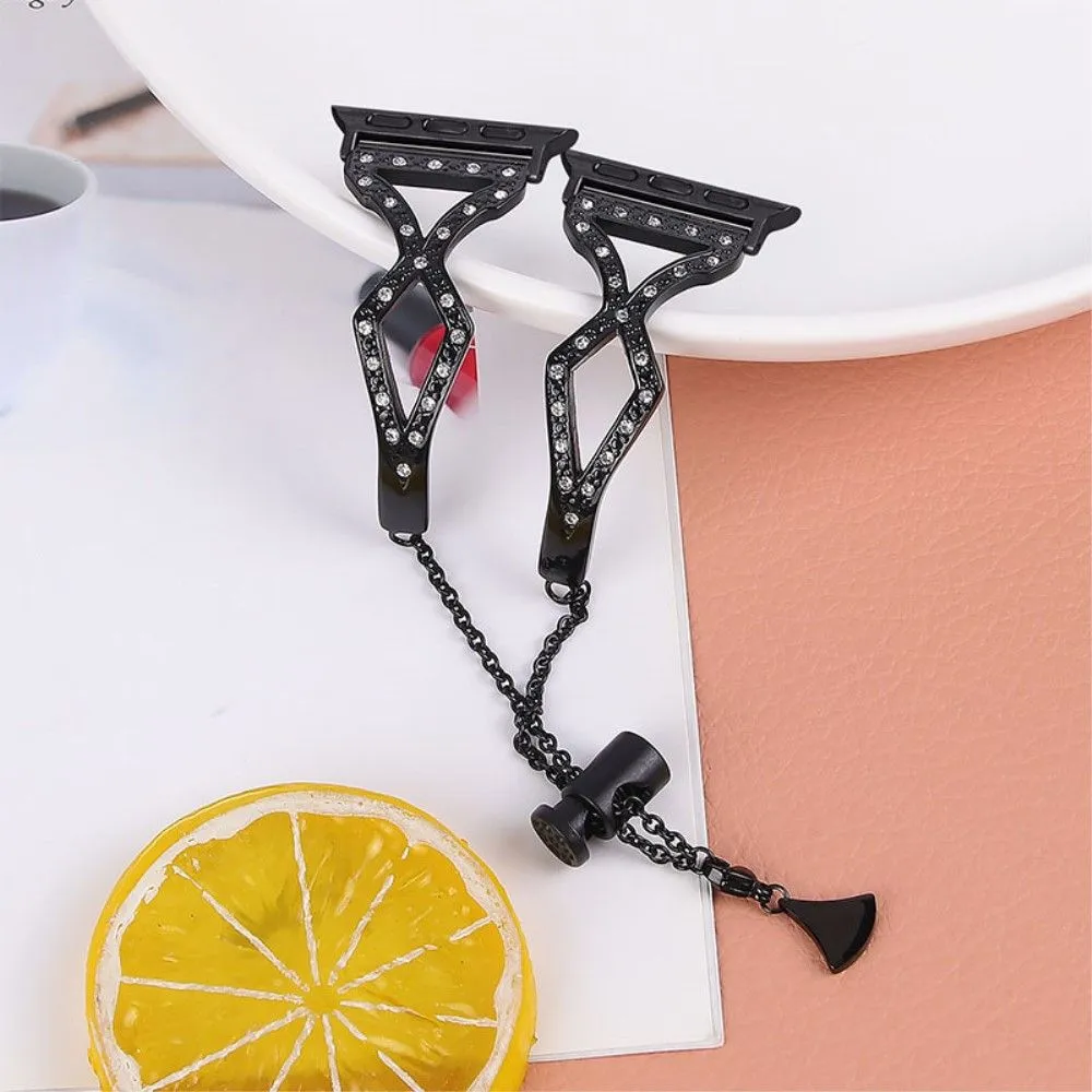 Apple Watch (45mm) rhinestone 304 stainless steel watch strap - Black