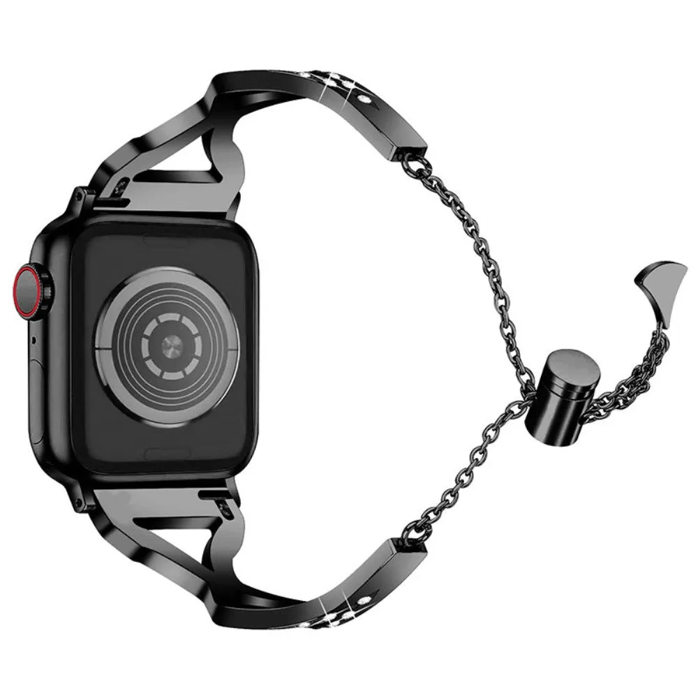 Apple Watch (45mm) rhinestone 304 stainless steel watch strap - Black