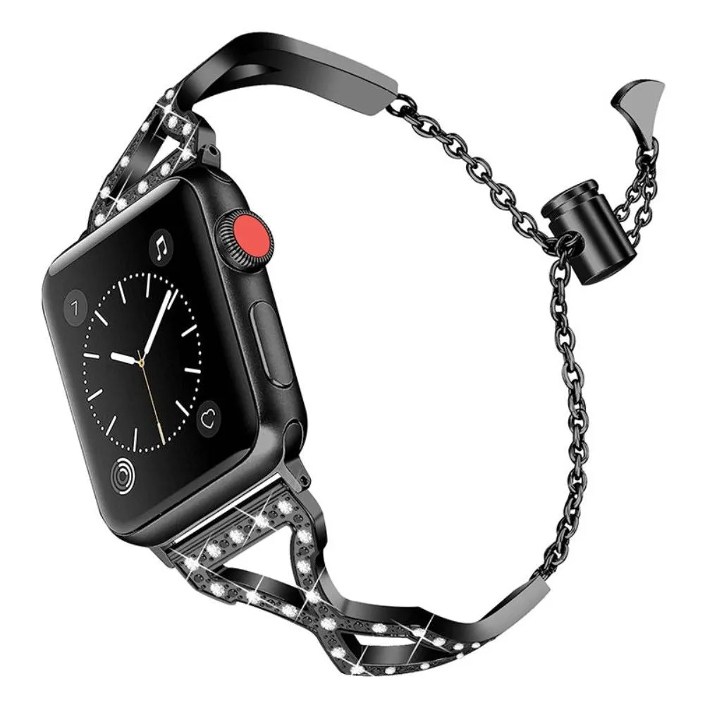 Apple Watch (45mm) rhinestone 304 stainless steel watch strap - Black