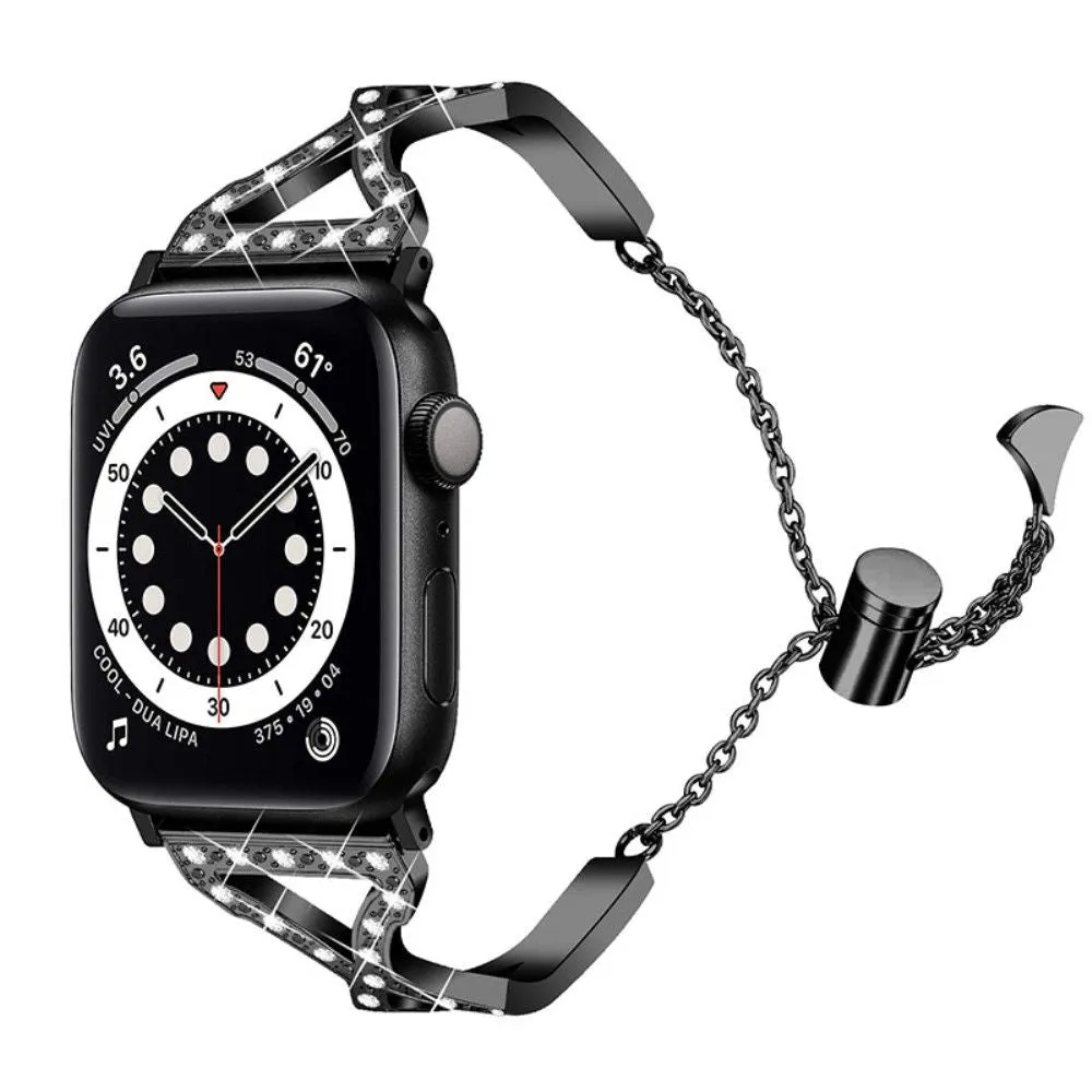 Apple Watch (45mm) rhinestone 304 stainless steel watch strap - Black