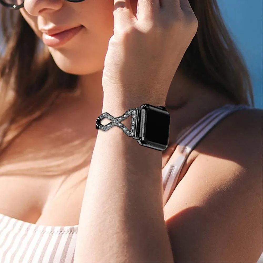 Apple Watch (45mm) rhinestone 304 stainless steel watch strap - Black