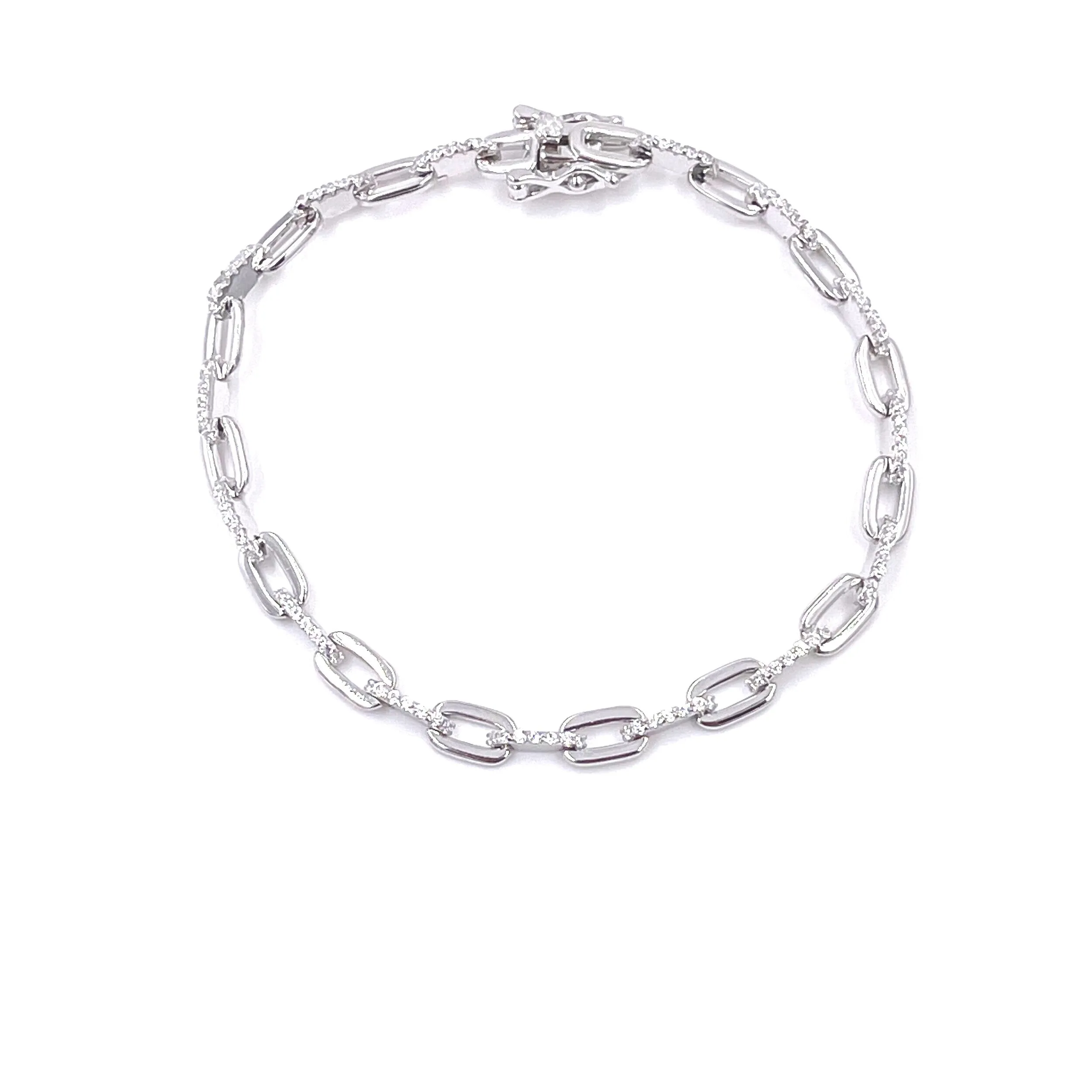 Ashley Gold Sterling Silver CZ Rectangle Link Tennis Bracelet