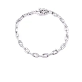 Ashley Gold Sterling Silver CZ Rectangle Link Tennis Bracelet