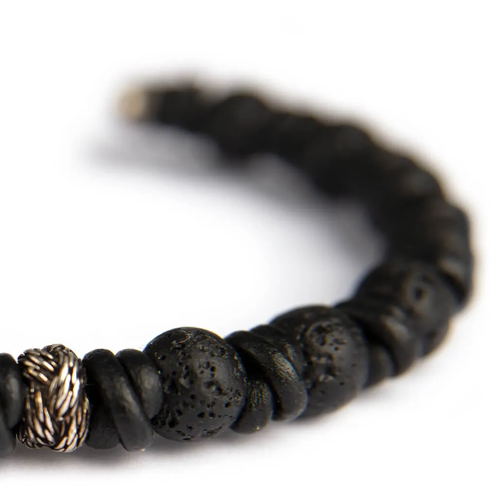 Athens - Volcanic rock and Silver bracelet