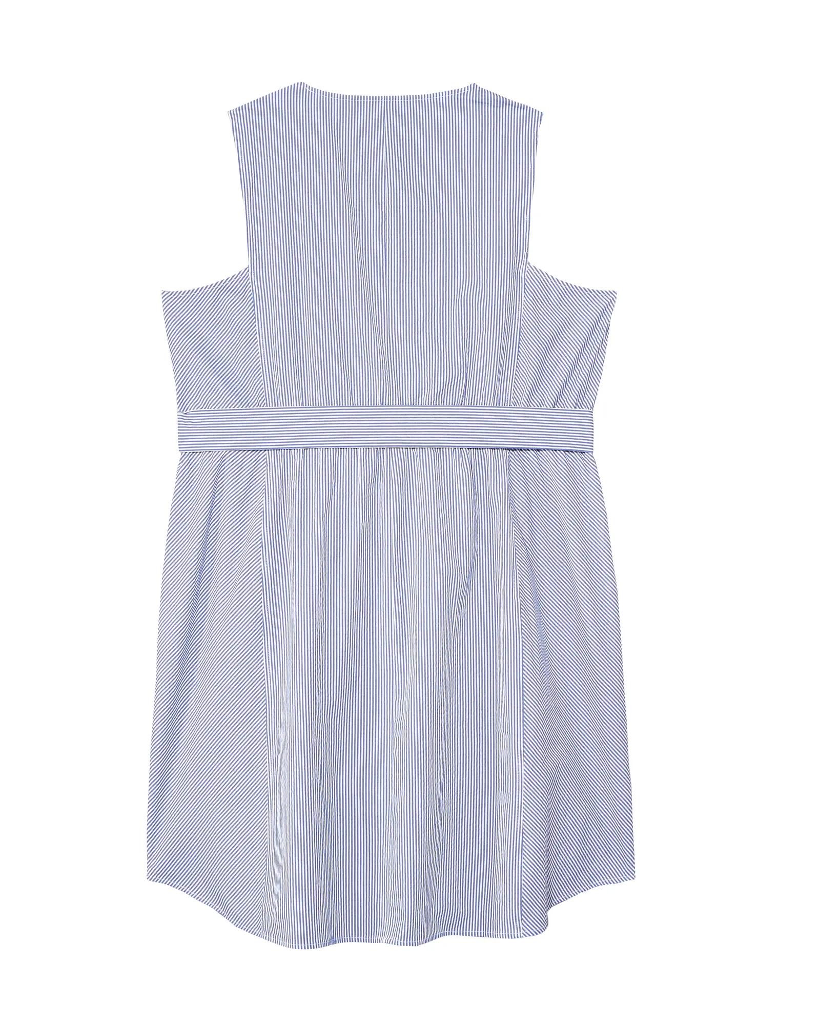 Atlanta Tie-Waist Dress | White / Light Blue