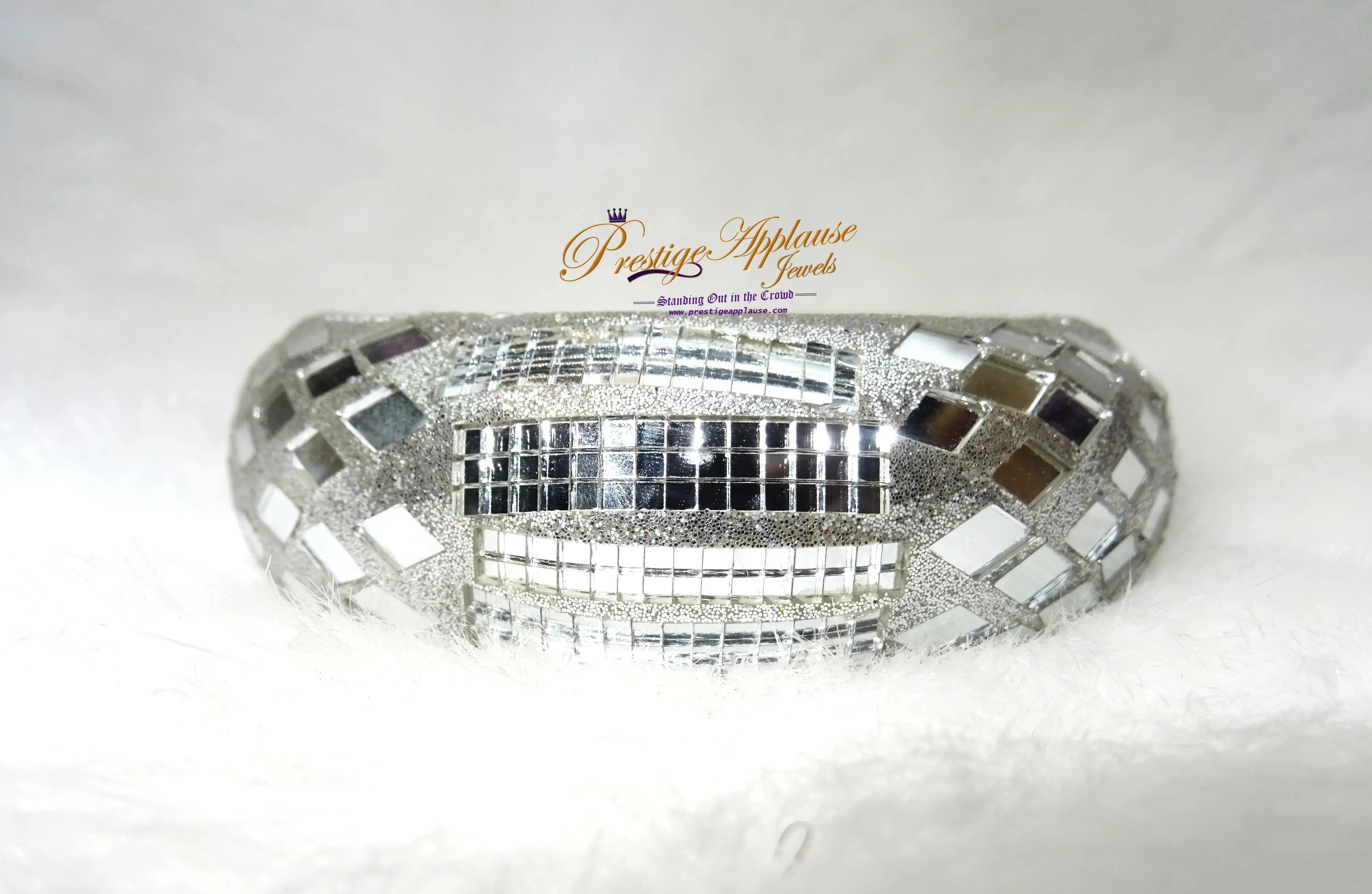 Beautiful Glass Effect Silver Cuff Bangle Adjustable for Ladies Gift