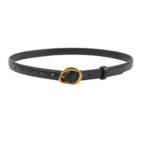 Black Women's Leather Belts with Gold Buckle Belt 黑色女士金扣皮帶 KCBELT1120