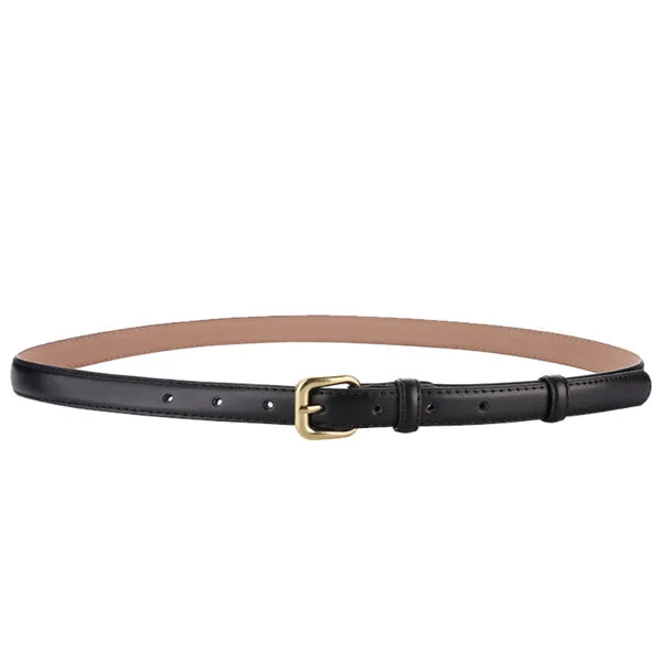 Black Women's Leather Belts with Gold Buckle 黑色女士金扣皮帶 KCBELT1113