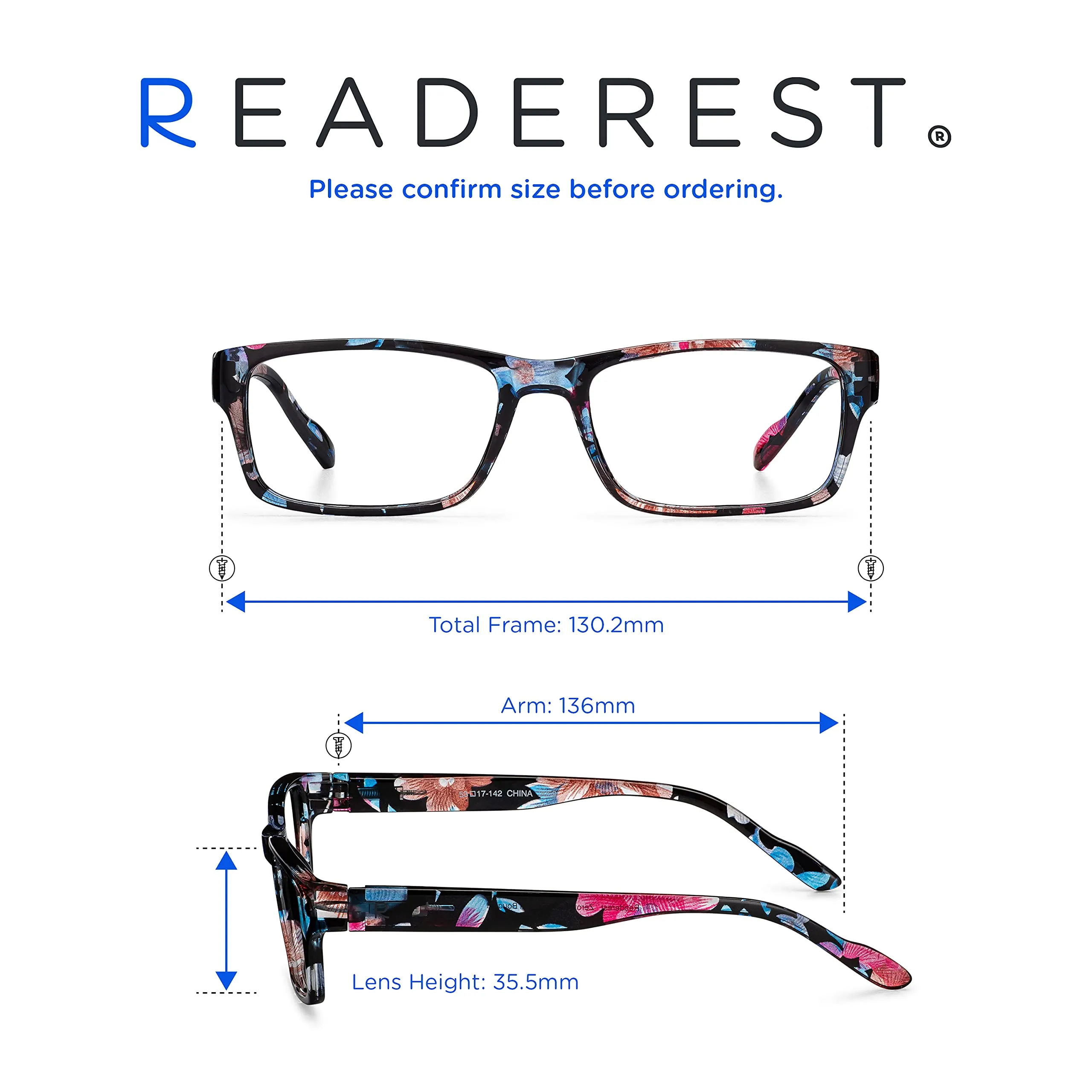 Blue-Light-Blocking-Reading-Glasses-Floral-0-00-Magnification Anti Glare