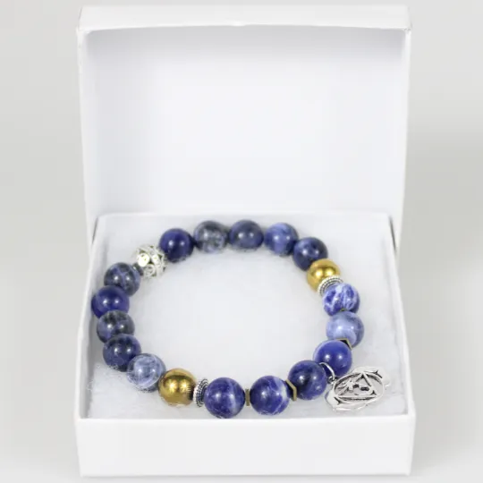 Blue Sodalite Ajna Chakra Bead Bracelet