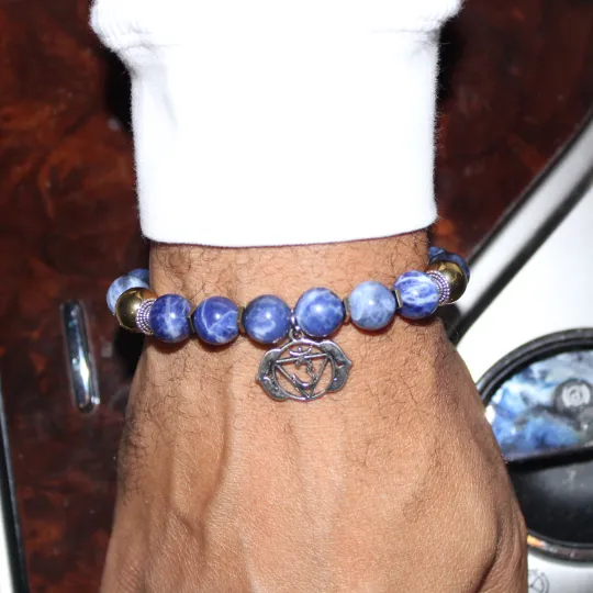 Blue Sodalite Ajna Chakra Bead Bracelet