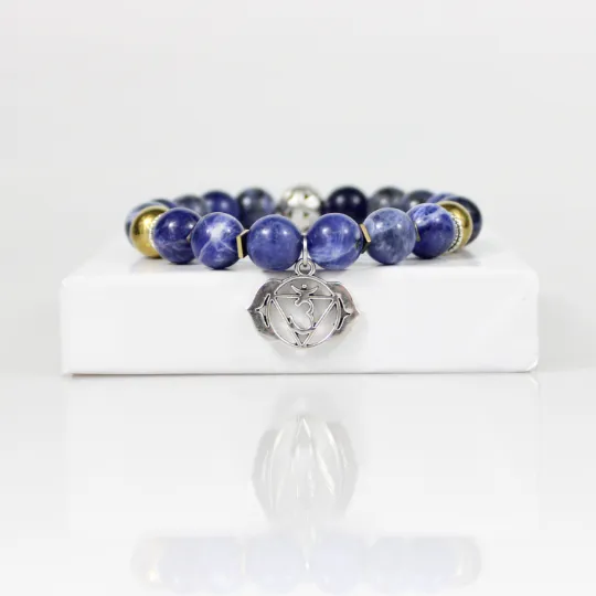 Blue Sodalite Ajna Chakra Bead Bracelet