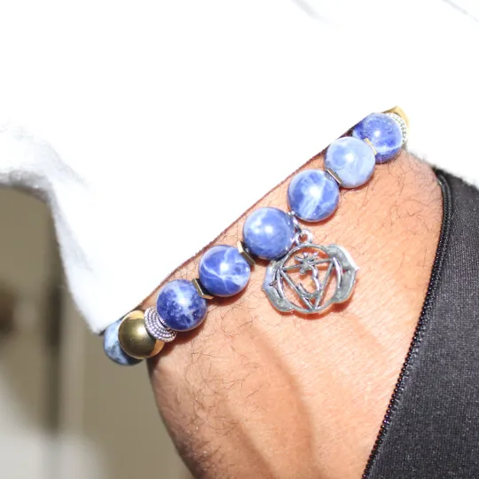 Blue Sodalite Ajna Chakra Bead Bracelet