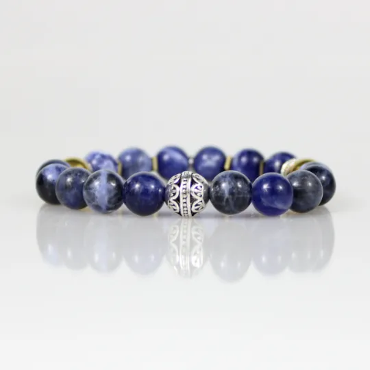 Blue Sodalite Ajna Chakra Bead Bracelet