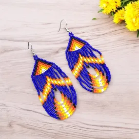 Blue Swoop Beaded earrings