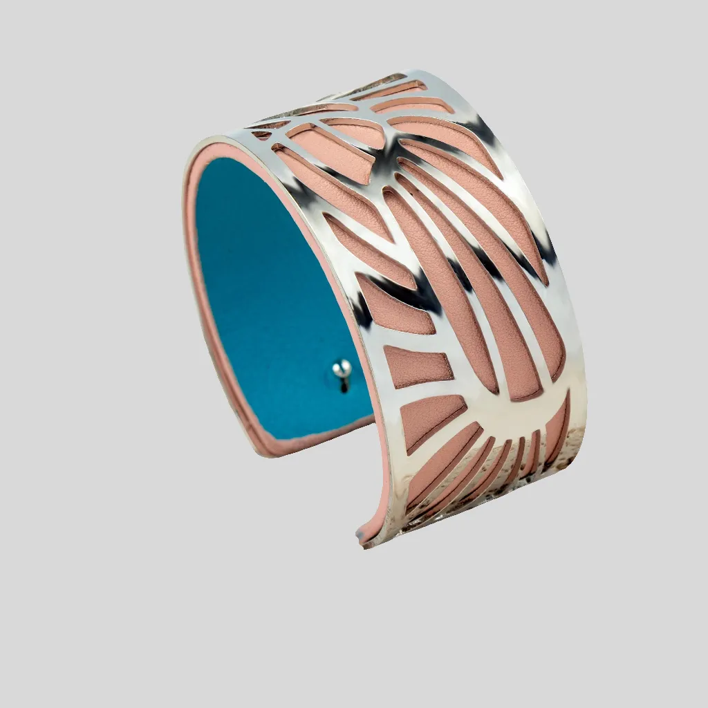 Bracelet hypoallergénique au design graphique moderne & coloré en acier inoxydable (4 coloris/finition argent ou or)