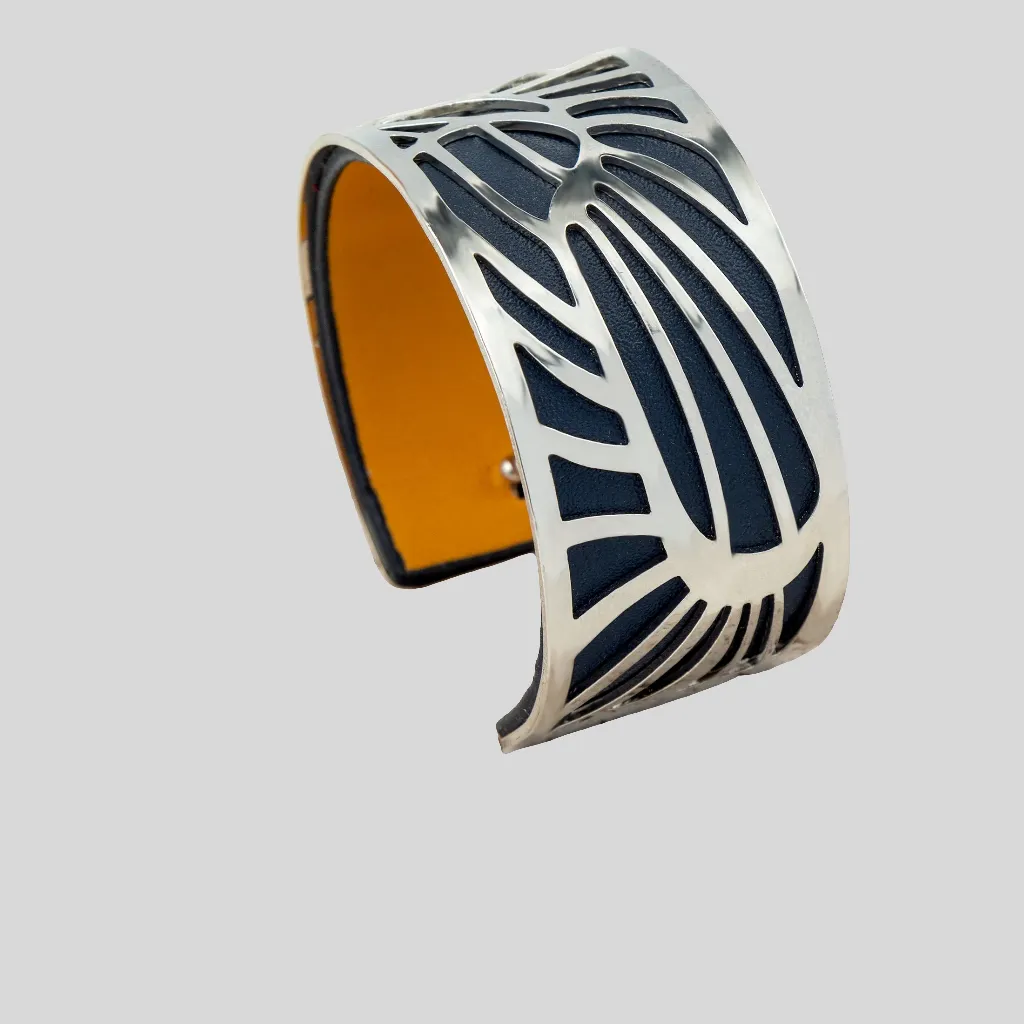 Bracelet hypoallergénique au design graphique moderne & coloré en acier inoxydable (4 coloris/finition argent ou or)